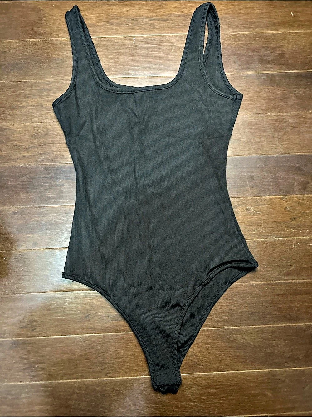 Black Ribbed One-Piece Swimsuit Size Small Like New